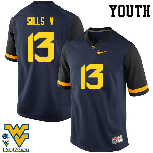 NCAA Youth David Sills V West Virginia Mountaineers Navy #13 Nike Stitched Football College Authentic Jersey TA23T38JX